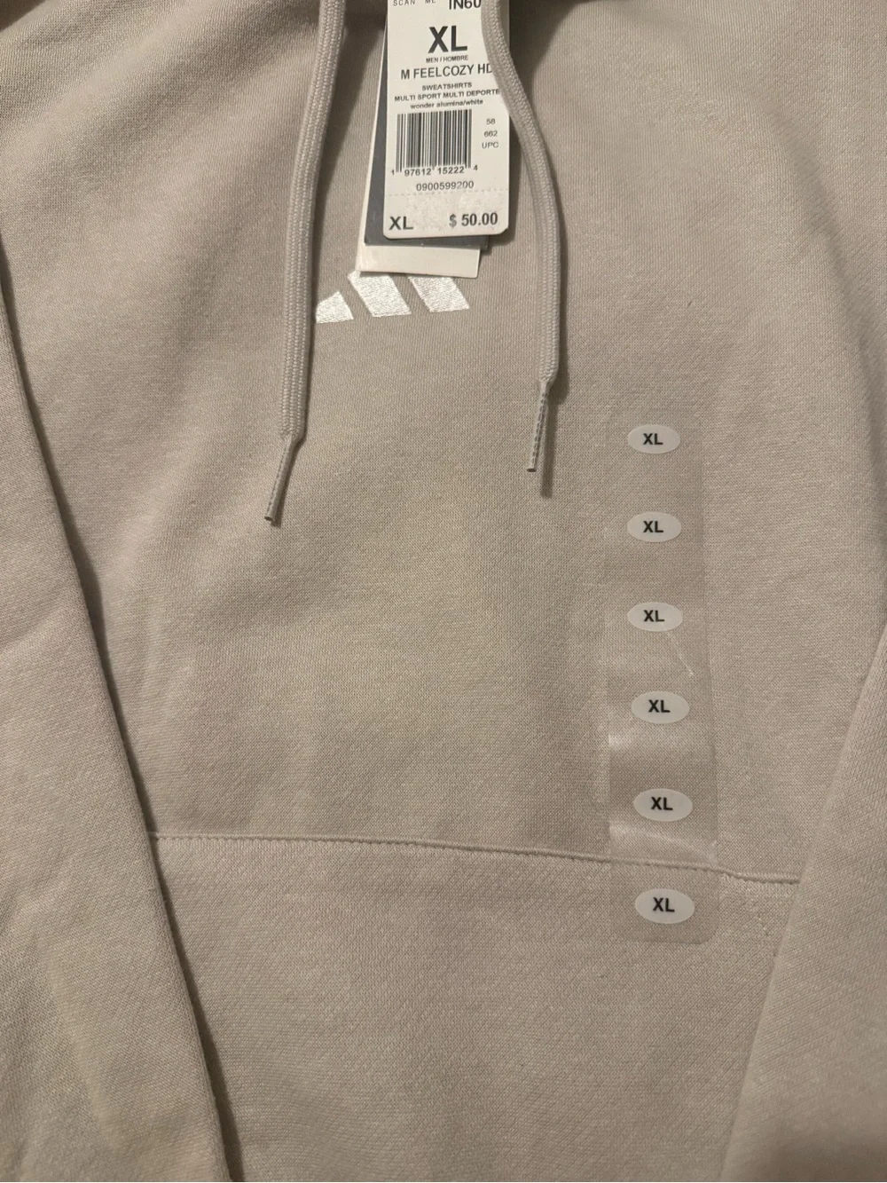 adidas Men's Light Beige Crewneck Hoodie